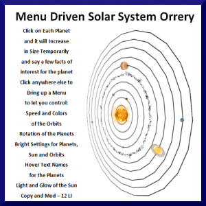 31) Menu Driven Solar System Orrery