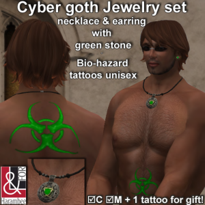 35) Cyber goth jewelry set male & tattoos PIC