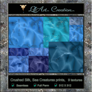 18) LilArt Creation AD, Crushed Silk w_ Sea Creatures prints