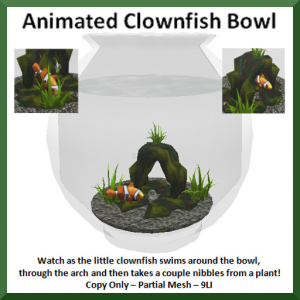 33) Animated Clowfish Bowl